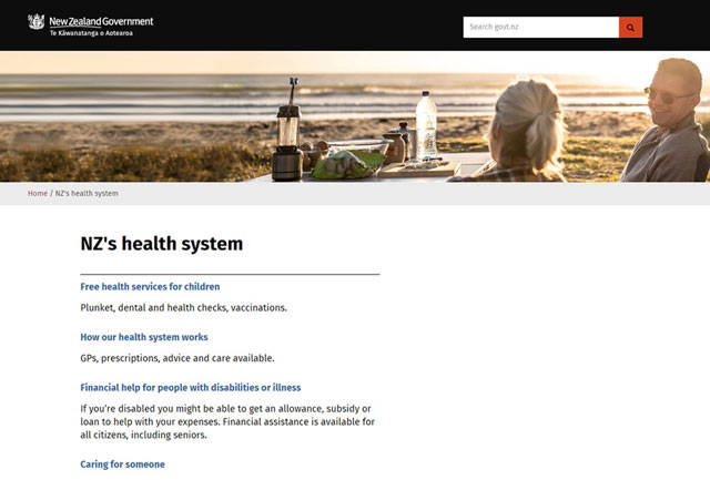 Screenshot of the old health hub showing the page title and summary description for each topic.