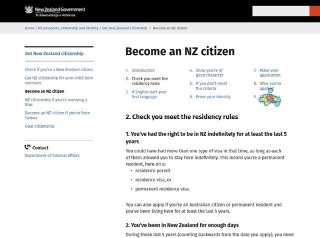 Screenshot showing click test result with cluster of clicks on the link to ‘Citizenship ceremonies’.