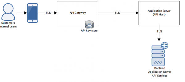 API key authentication model where the consuming application automatically passes the API key to the API every time it requests an API resource.